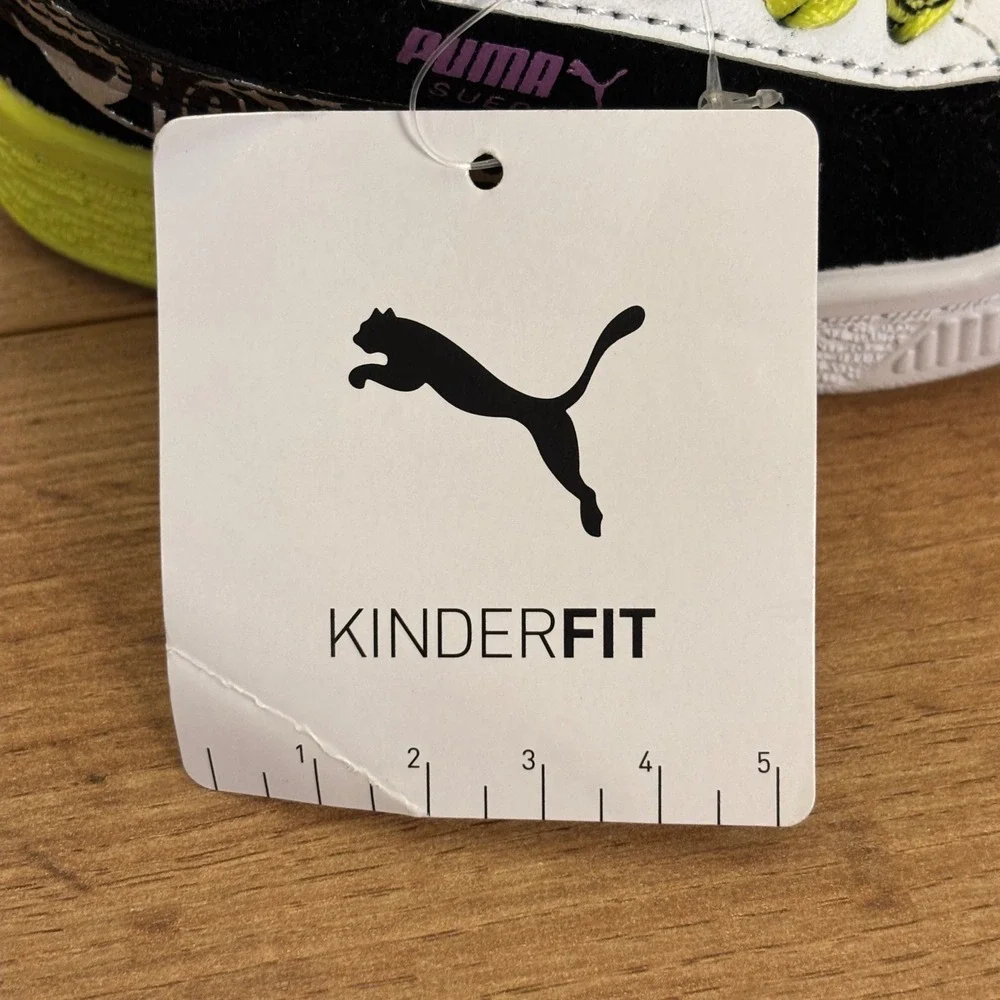 NEW PUMA X HOT WHEELS Suede Sneakers Black Lemon Sherbet Kids Size 4C Lace Up